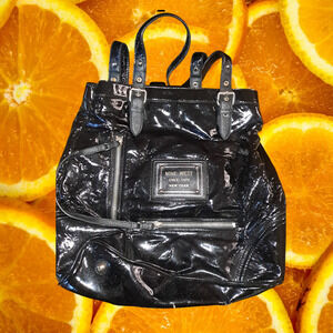 Nine West Black‎ Tote Bag Purse Faux Patent Leather